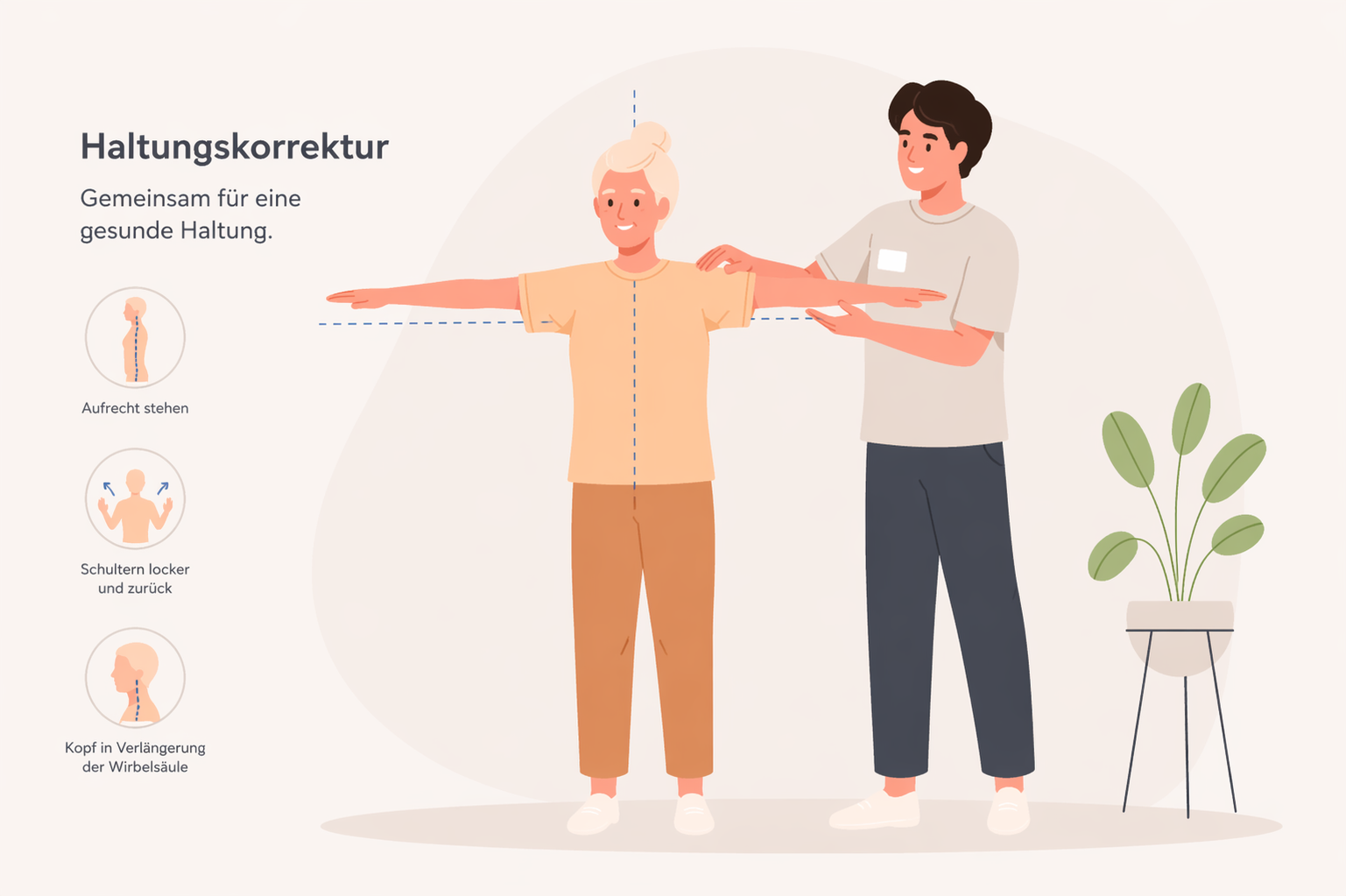 Therapeut korrigiert Arm- und Schulterhaltung bei Patient:in – physiotherapeutische Unterstützung für gesunde Haltung im Alltag